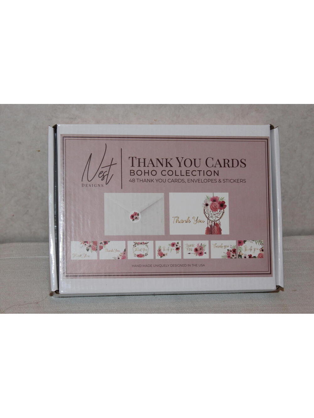 NEW Nest Designs Thank You Cards Boho Collection - Set of 48 Cards, Envelopes